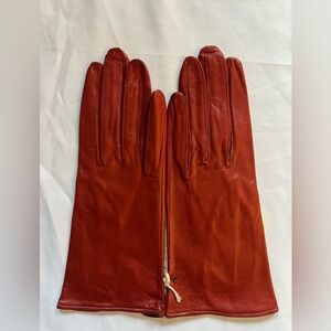 New Vintage Grandoe Gazpacho Red Unlined Soapable Leather Gloves Ladies Size 6.5